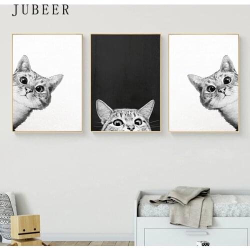 Scandinavian Style Cute Animal Poster Cat Kitten Picture Wall Art Painting for Living Room Bedroom Home Decor Nursery Art Poster