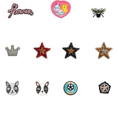 Hot sale Mixture Hot melt adhesive Patch Embroidery Applique Cartoon Iron on Patch Clothing Sequins Badges DIY Sewing Accessory
