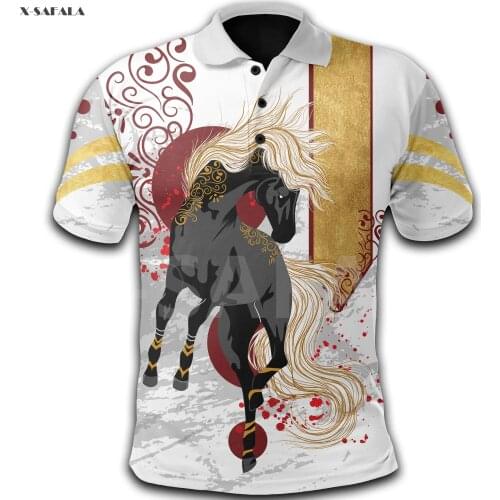 Gentleman Horse Red Cardinal Ancient Egypt 3D Full Printed Men Women Thin Polo Shirt Collar Short Sleeve Street Wear Casual Tee