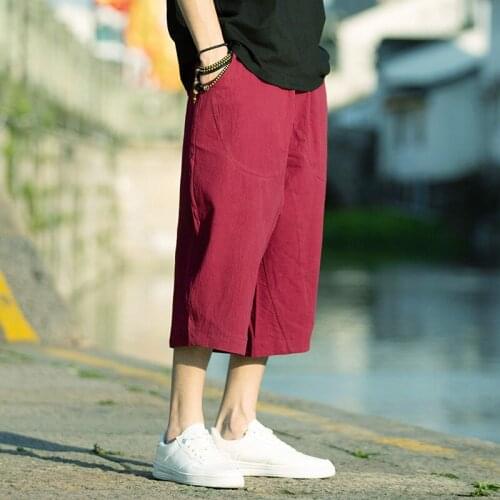Wide Leg Large Size Beach Shorts Summer M-5Xl 2021 New Fashion Cotton Shorts Bloomers Mens Loose Linen Harem Shorts Nepal