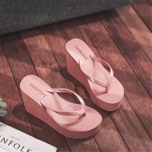Summer Women EVA Thick High Heel Wedges Slippers Fashion 2021 Female Beach Flops Sandalias Platform Causal Solid Claquette Femme