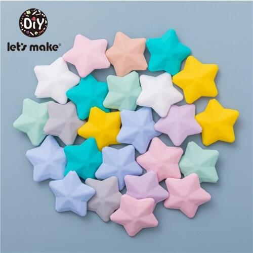 Stars Silicone Beads 10 Colors 5PC Baby Teethers Beads Food Grade Baby Teething Toys For Pacifier Chain Necklace DIY Accessories