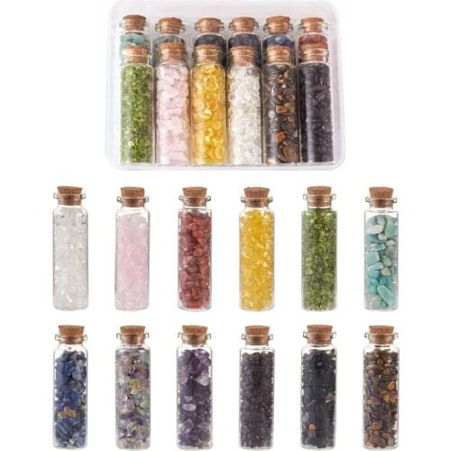 12pcs/box Glass Wishing Bottle with Red Jasper Chip Beads For Pendant Decoration Necklaces Gift Jewelry Making Accessories