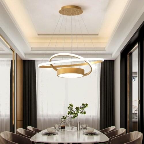 LED Nordic Restaurant Chandelier Postmodern Creative Dining Room Pendant Chandelier Luxury Gold Living Room Bar Hanging Lamp