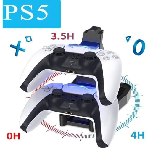LED Controller Charger Cradle Stand Elements Lightweight Gamepad Charger Dock for Sony PS5 Joystick Dual USB Charging Station