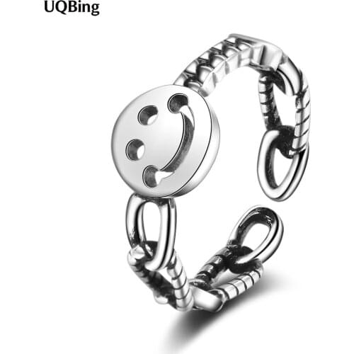 Vintage How Round Smile Face Women Silver 925 Rings For Friends Gifts Jewelry