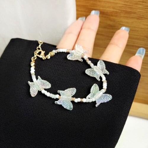 2021 Han Edition Fashionable Lovely Romantic Style Butterfly Shape Pendant Bracelet Female Cute Act The Role Ofing Is Tasted