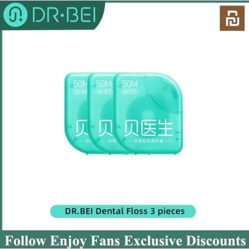 DR.BEI Dental Floss Portable Teeth Clean Flosser Toothpicks Dental Oral Care Teeth Hygiene Soft Flosser 50M /Box Cleaning Tools