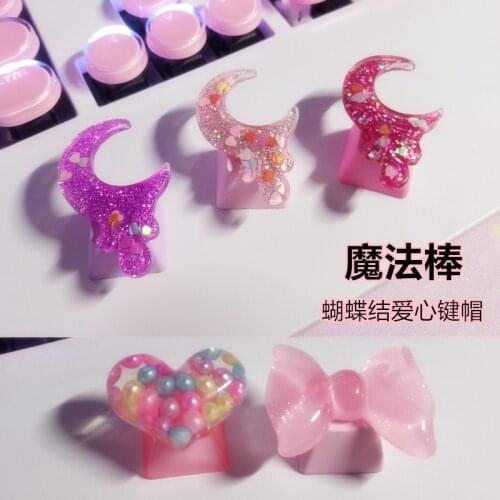 1 piece Handmade magic wand Keycap love cute for mechanical keyboard Q meng beautiful girl cat personality keycap cute R4