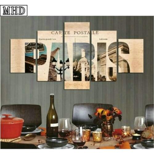 5 spell painting Paris landscape 16 style diamond painting LOVE icon full square drill diamond embroidery wall sticker