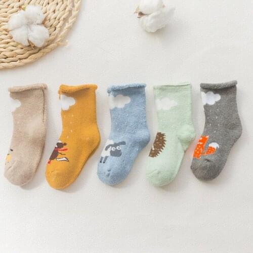 5Pairs/lot Infant Baby Socks Autumn Cartoon Baby Socks for Girls Cotton Newborn Cartoon Boy Toddler Socks