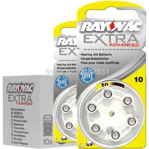 60 PCS Rayovac Extra Performance Hearing Aid Batteries. Zinc Air 10 A10 E 10 P 10 PR70 Battery for BTE/RIC Siemens Hearing aids