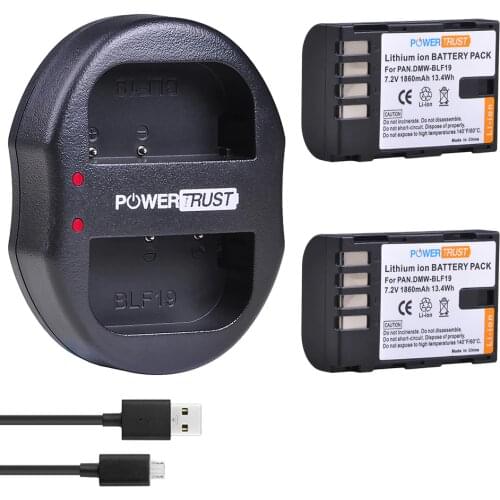 2x 1860mAh DMW-BLF19E DMW-BLF19 BLF19 BLF19E Battery and Charger for Panasonic Lumix GH3 GH4 GH5 G9 GH4K GH3K Camera Batteries