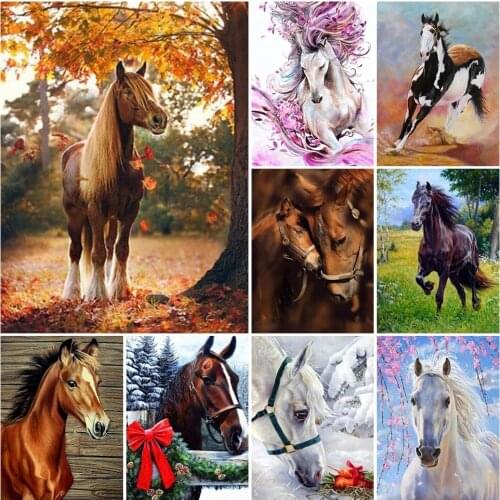 5D DIY Diamond Painting Horse Cross Stitch Kit Full Drill Embroidery Mosaic Animals Art Picture of Rhinestones Gift Home Decor