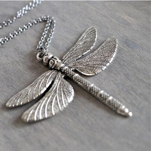 Large Dragonfly Pendant Long Chain Necklace Boho Long Necklace Good Luck Butterfly Necklace Necklaces for Women