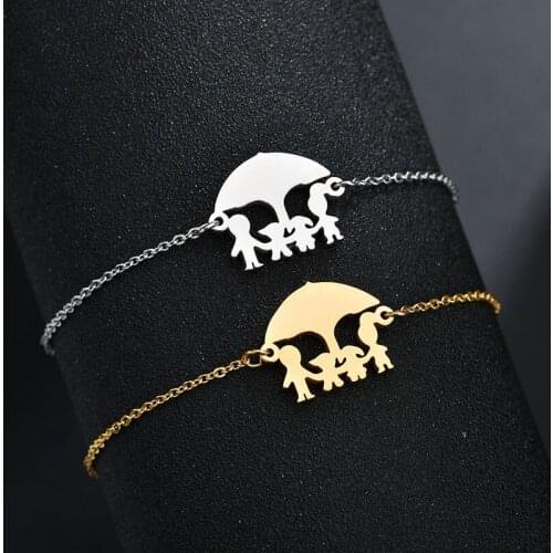 KARAIRIS Trendy Umbrella A Family of Four Stainless Steel Bracelets Lady Simple Gifts For Happy Family Bracelets Jewelry