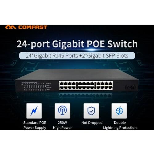 Comfast 26-port Gigabit smart POE switch 24 Gigabit POE+2 Gigabit SFP network port, power 300W CF-SG1241P