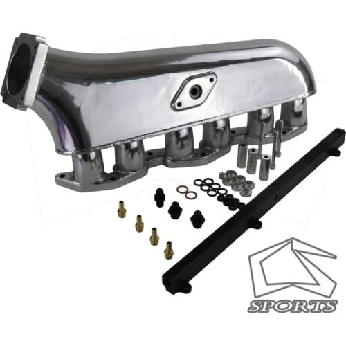 For Supra 1JZ 1JZGTE polished Intake Manifold + top feed fuel rail BLACK