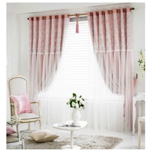 Lanterns top thermal curtain pink color top-quality voile sheer black out bedroom custom curtain window screening