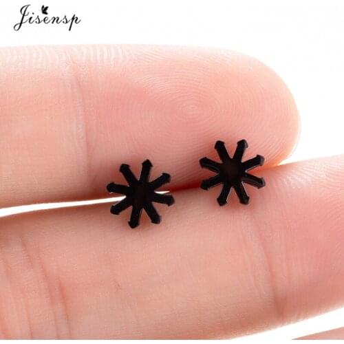 Jisensp Personality Small Flower Earrings for Women Wedding Jewelry Cute Stainless Steel Plant Snowflake Stud Earrings brinco