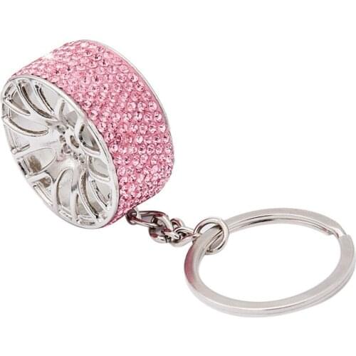 Quality First-Class,Durable,Rhinestone keychain New Creative Wheel Hub Rim Mode Car Keyring Keychain Key Chain Ring Keyfob Gift