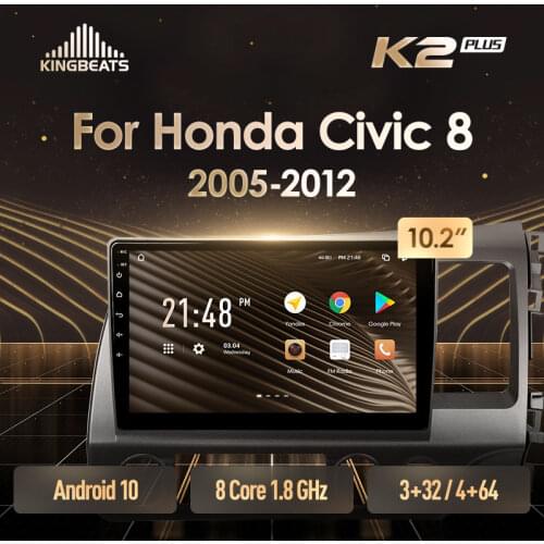 KingBeats Android 10 Octa-Core head unit HU 4G in Dash Car Radio Multimedia Video Player Navigation GPS For Honda Civic 8 FK FN FD 2005 - 2012 Right hand driver no dvd 2 din Double Din Android Car Stereo 2din