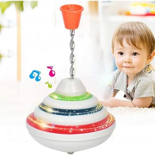 Classic Spinning Tops Toy LED Light Music Gyro Toy Hand Push Down Spinner Top LED Flash Gyro Kids Boy Flashing Toys