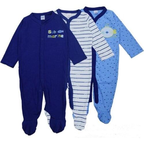 Newborn Baby Boy Girl Rompers 3pcs/sets Baby Long Sleeve Unisex One-piece Clothes Baby Footed Infant Rompers Baby Pajamas