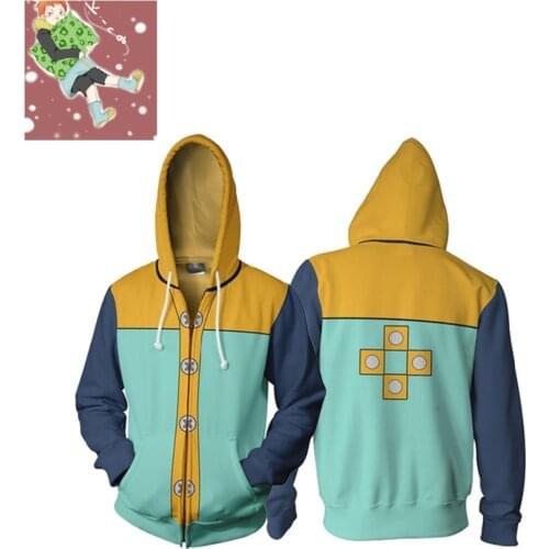 The Seven Deadly Sins Grizzlys Sin of Sloth King Cosplay Costume 3D Print Sweatshirt Zipper Hooded Cartoon Sweatshirt Jackets