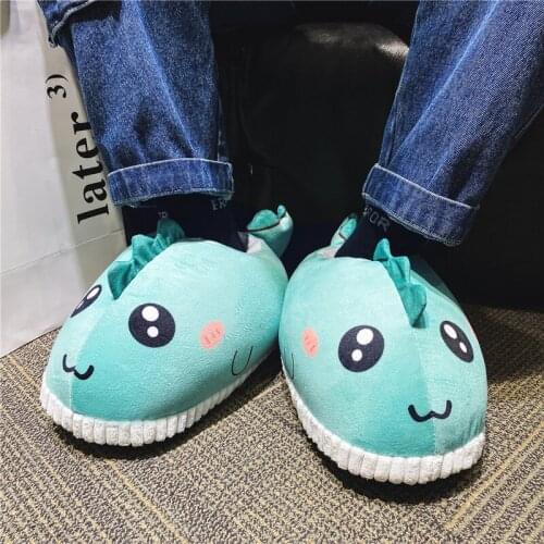 New Fashion Couple Cotton Shoes Winter Warm Bread Shoes Men Cute Animal Cartoon Soft No-Slip Indoor Women Sneakers Home Slippers