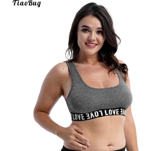 TiaoBug Summer Women Scoop Neck Pure Color Crop Non-Pads Tank Top For Gym Sport Swimming