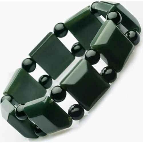 Natural He tian Qing yu Block Jade Bracelet Jewelry Lucy Exorcise evil spirits Auspicious Amulet Jade Bracelet Fine Jewelry