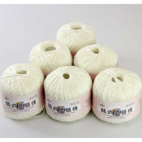 New Soft 6ballsx50g Hand Cotton Lace Wool Yarn Crochet Shawl Scarf Knitting 16119 Milky