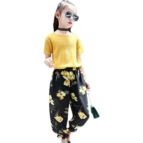 Teen Girls Clothes Summer Costumes For Girls Casual Kids Clothes Girls Shirt+ Pants 2 Pcs Teen Girls Clothing 6 8 10 12 Years