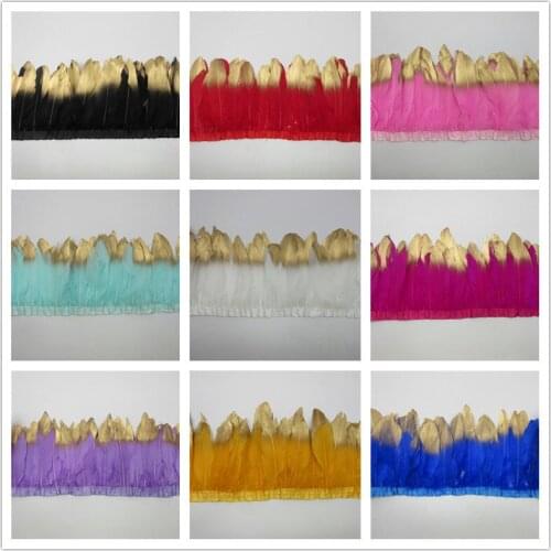 Wholesale Multi Color Goose feather trims 10 Meters/lot Dyed geese feather ribbons /15-20cm Goose feather fringes High Quality