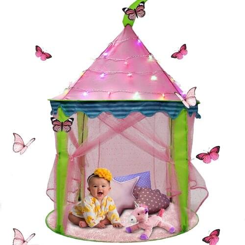 Pink Child Tent Tipi Portable Teepee Tent for Kids Large Children’s Playhouse Girls Princess Castle Baby Party Play Tents Gift