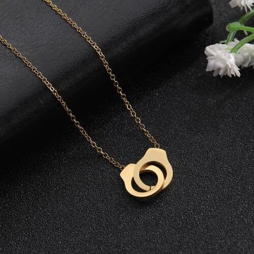 COOLTIME Personal Handcuffs Charm Necklace Stainless Steel Jewelry Not Easy To Fade Festival Gifts for Men and Women