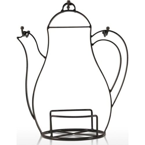 Kettle shaped Coffee Mug Rack Plates Holder Vintage Metal Wire Tree Stand Kitchen Hanging Storage for Coffee Cups Dishes