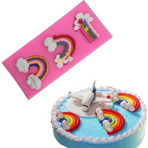 Rainbow Clouds Fondant Silicone Cake mold, Cupcake mold, Fondant Cake Decorating tools, Silicone Forms Silicone Mold E302