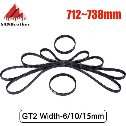 3D Printer Parts GT2 Closed Loop Timing Belt Rubber 2GT 6mm712 714 716 718 720 722 724 726 728 730 732 734 736 738mm Synchronous