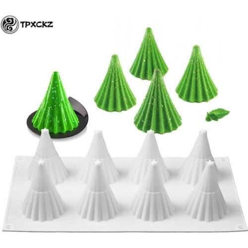 8 Cavity Christmas Tree Shaped Silicone Cake Mold Candle Mold Cookies 3D Baking Tools Candle Making