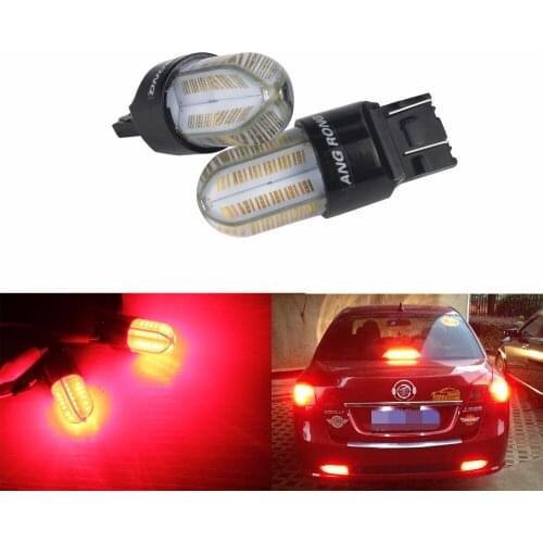 ANGRONG 2x T20 582 7440 W21W Car LED Bulb 8 SMD COB LED 580 7443 W21/5W Tail Brake Stop Light DRL Lamps Red 12V
