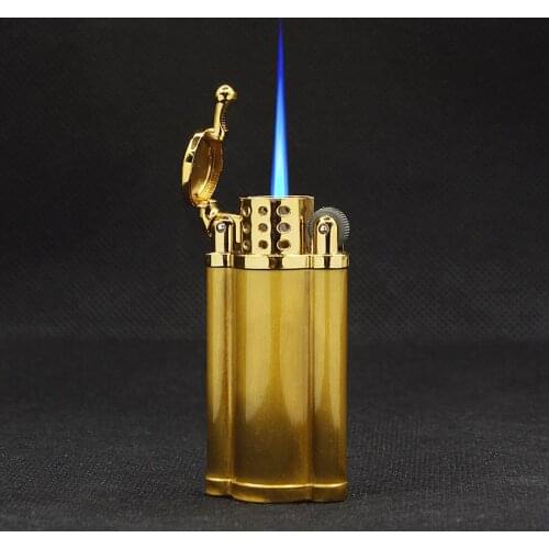 Creative Cylindrical Grinding Wheel Inflatable Lighter Mini Metal Butane Gas Lighters Cigarette Cigar Lighter Gadgets For Men