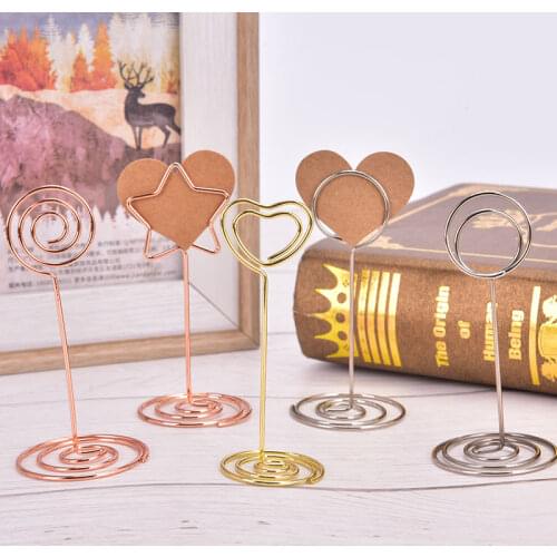 Creative Shape Heart-shaped Metal Memo Holder Desktop Message Photo Holder Wedding Wedding Seat Holder