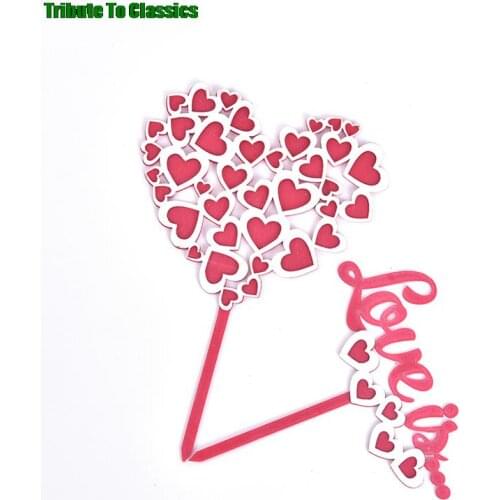 Happy Valentines Day Birthday Cake Topper Love Heart Acrylic Cupcake Topper For Valentine Anniversary Cake Decorations