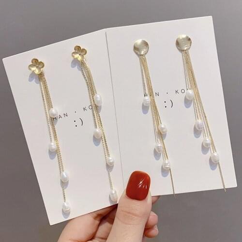 Drop Earrings for Women Fashion Light Luxury Geometry Pearl Tassel Charm Earrings Wedding Jewelry Accessories Wholesale