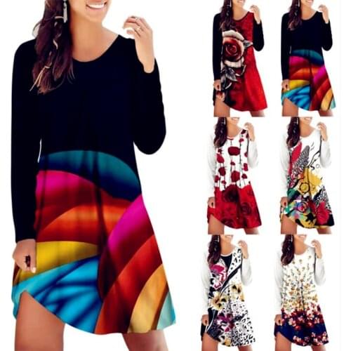 Women 2021 Loose Lace Patchwork Boho Vintage Ruffles Befree Printed Dress Full Long Sleeve Spring Party Beach Dresses Plus Sizes