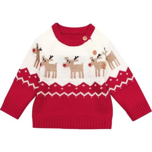 Winter Warm Baby Sweater Infant Boy Girl Christmas Elk Pullover Long Sleeve Sweater For Newborn Toddler Clothes