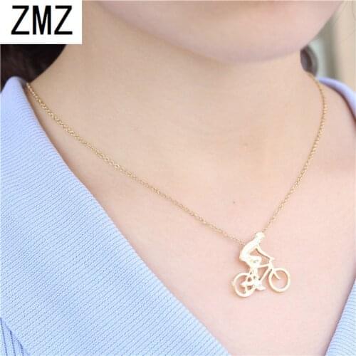 ZMZ 2018 Europe/US fashion simple jewelry gold/silver cycling boy athletes figure sports necklace lovely cute mothers day gift
