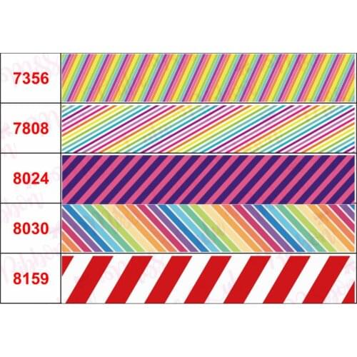 16mm-75mm Colorful Stripes Series Geometric Printed Grosgrain/Foe Ribbon DIY Christmas Party Hair Bow Party Decor 50yards/roll